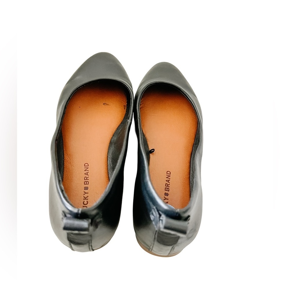 New Black Lucky Brand Leather Ballet Flats womens 6.5 - Picture 3 of 4
